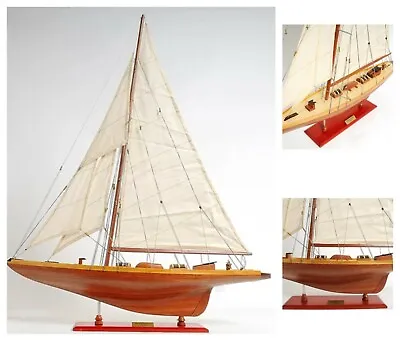 $290 • Buy 32-Inch Shamrock WOOD YACHT MODEL Display J-Class America's Cup Sailboat Decor