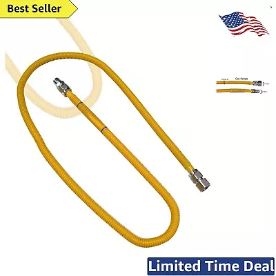 Flexible Coated Stainless Steel Gas Range Supply Line - 72-Inch Yellow • $68.99