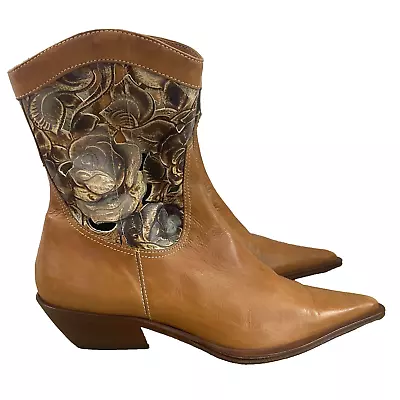 Maraolo Boots Womens 38.5 / 8 Leather Western Cowboy Vero Cuoio Italy • $50