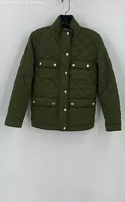 J.Crew Womens Green Classic Cotton Long Sleeve Pockets Quilted Jacket Size SP • $19.99