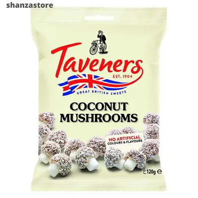 Taveners Coconut Mushrooms 120g | Great British Sweets | UK Free Dispatch   • £4.99