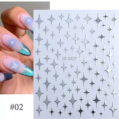 Nail Sticker 3D/5D Nail Art Sliders Decoration Decals DIY Manicure Gold Silver • $1.26