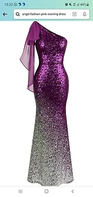 BNWT Angel-fashions Women's Asymmetric Ribbon Gradual Sequin Mermaid Long Dress  • £25