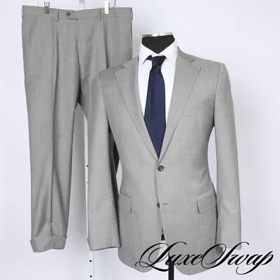 Suitsupply Solid Pale Grey Static VBC Perennial Wool Lazio Fit 2B 2V FF Suit 42L • $9.99