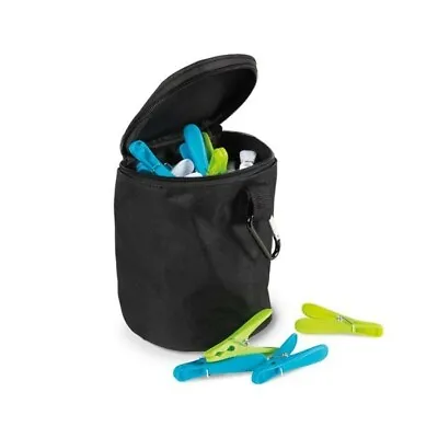 £2.99 • Buy Kampa Camping Garden Clothes Line Peg Zip Holder Bag With Carabiner AC0502