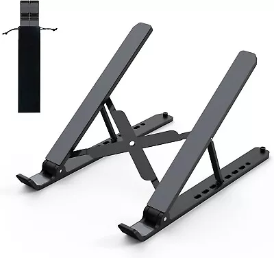 Tonmom Laptop Stand For Desk Adjustable Laptop Riser ABS+Silicone Foldable P... • £11.70