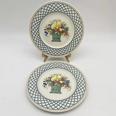 Pair Villeroy & Boch Germany Basket Salad Plates 8.5  Fruit Lattice -A • $18.50