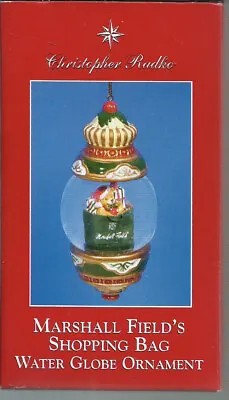 Marshall Field's Shopping Bag Water Globe Christmas Ornament - Christopher Radko • $49.99