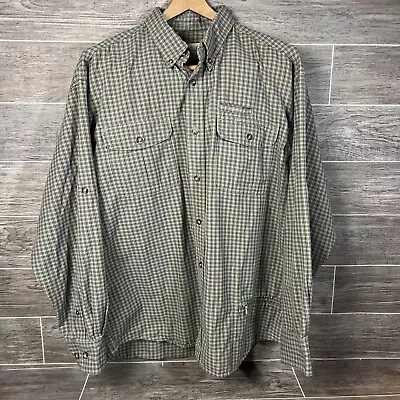 Cabelas Shirt Mens L Olive Purple Outdoor Roll Up Long Sleeves • $19.69