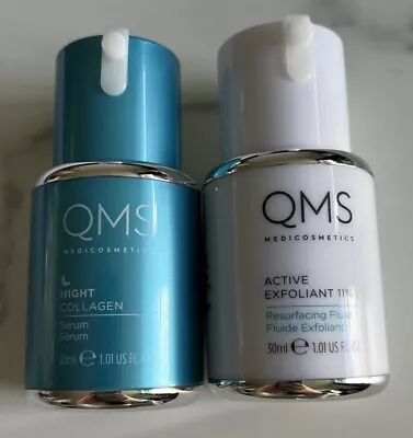 QMS Medicosmetics Night Collagen Serum & Active Exfoliant 30ml Each RRP£156 NEW • £62