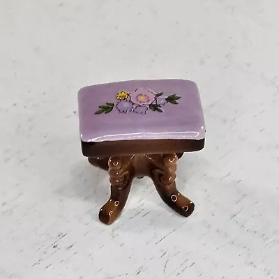 Vintage Hagen Renaker Piano Stool Miniature Figurine Purple Flowers • $29.99