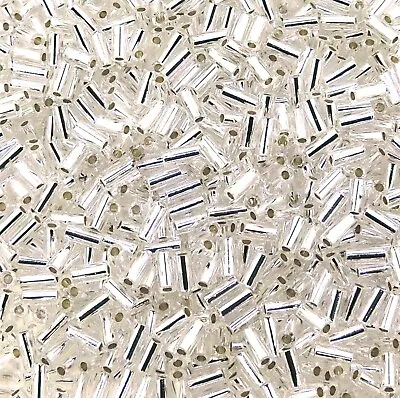 Miyuki #1 Glass Bugle Beads 3x1.5mm Silver Lined Crystal -Aprx 19 Grams • $4.29