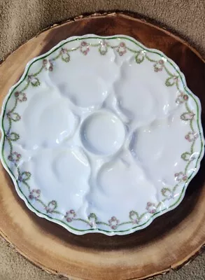 C. AHRENFELDT LIMOGES OYSTER BOWL/PLATE White And Flowers 9  • $60