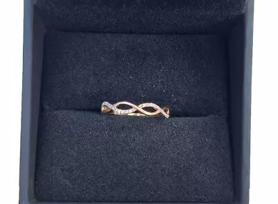 Zales Rose Gold Infinity Diamond Wedding Ring 1/10 CT. Size 5. • $200