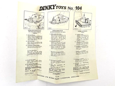 £0.99 • Buy Dinky Toys #104 - Original Instructions Leaflet For Captain Scarlet Spectrum SPV