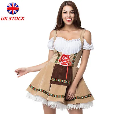 £22.99 • Buy Womens Oktoberfest Beer Maid Costume German Bavarian Traditional Dirndl Dress