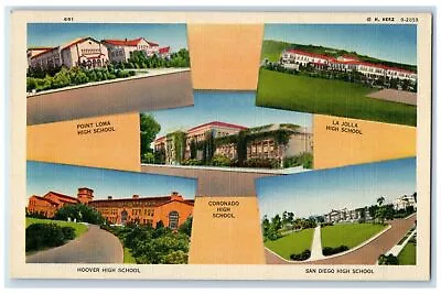 C1940s Point Loma La Jolla Coronado High School San Diego California CA Postcard • $9.95