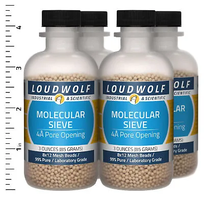 $46.79 • Buy Molecular Sieve 12 Oz Total (4 Bottles) Laboratory Grade 8x12 Mesh Beads