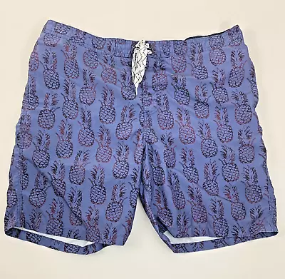 Merona Swimsuit Mens Extra Large Blue Pineapple All Over Print Short Swim Trunks • $7.70