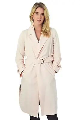 Miss Selfridge Womens Pink Coat Belted Duster Trench Coat • £22.50