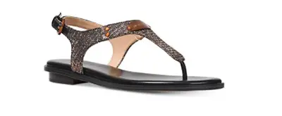 Michael Kors MK Plate Black/Bronze/Silver Glitter Sandal Women Sizes 5-11!!! • $59.95