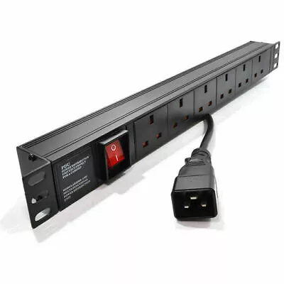 Power Distribution Unit 6 Way UK Plug 19 Horizontal PDU To C20 Plug [007764] • £29.48