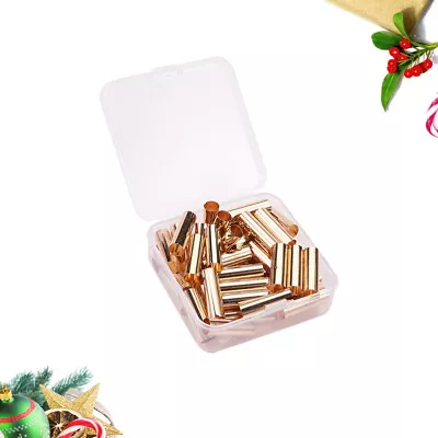 50 PCS Golden Copper Straight Tube Spacer Beads Diy Metal Tube Beads • £9.48