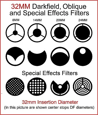 32mm Microscope Darkfield Oblique And  Special Effects Filters Zeiss Lomo Etc. • $14.20