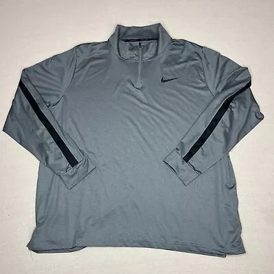 Nike Sweater Adult XXL Gray Golf Windbreaker Quarter Zip Pullover  Single Stripe • $24.92