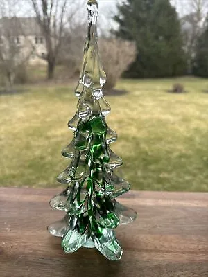 Vintage Green Glass Christmas Tree 10””Tall & Weight 2.1 Lb • $53.98