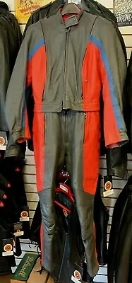 Women's BMW Stadler Of Germany Leather Motorcycle Jacket Pants Suit L 1990s #973 • $239