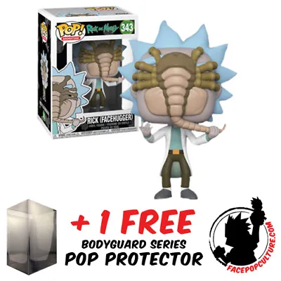 Funko Pop Vinyl Rick & Morty Rick With Facehugger #343 Exclusive + Pop Protector • $15.96