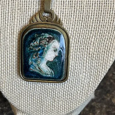 Rare Vintage German Ceramic Tile Pendant Necklace Made In Germany • $125