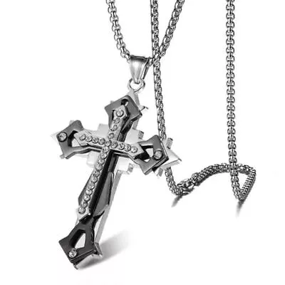 Cross Pendant Necklace For Men Stainless Steel Titanium Necklace18-36 InchesE25 • $5.90