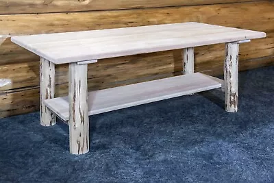 Rustic LOG Coffee Table LOW TABLES Amish Made Montana Lodge • $479