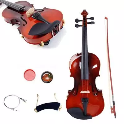 Glarry1/2 Natural Maple Wood Acoustic Violin Fiddle Set W/ Case Row Rosin Tuner • $46.99