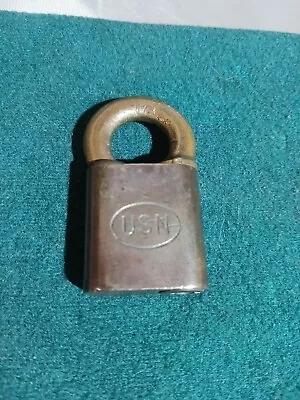 CORBIN CABINET LOCK CO. ALL BRASS USN PADLOCK Very Nice Conditionno Key • $9.99