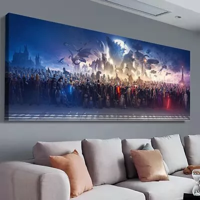 150 Movie Blockbuster Characters Panorama Canvas Wall Art Wall Art New Unframed • $22.77