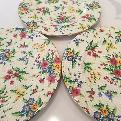 Royal Winton QUEEN ANNE Chintz Bread Plate Lot 3 Plates 8  Cottage Salad Dish  • $37