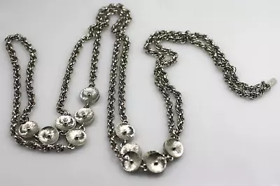 Vintage Shiny Silver Tone Circle Links & Chain Links Monet 50  Long Necklace • $9.50