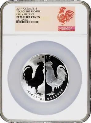 2017 $5 Tokelau Proof Year Of The Rooster 1 Oz .999 Silver NGC PF70 UC ER • $199.99