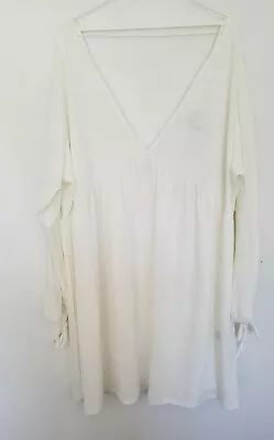 $30 • Buy ASOS Designer Ladies Plus Size Ivory Stretchy Long Sleeve Dress Size 22 NWT