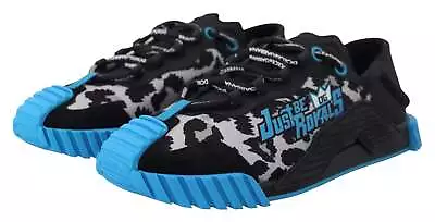 NEW! DOLCE & GABBANA Men's Black Blue Leopard Just Be Royals NS1 Sneakers • $450
