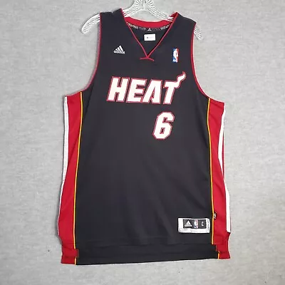 Miami Heat Men Jersey Large Black Logo Adidas LeBron James 6 Embroidered • $74.89