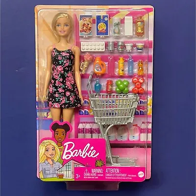 Barbie Doll Shopping Time 25-Piece Set Grocery Cart  GTK94 Miniature Play Food • $24.50