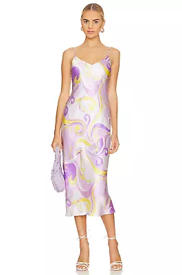 L AGENCE New Seridie Silk Dress Lt Orchid Multi Saint Martin Lined $595 Sz 2 • $98.90