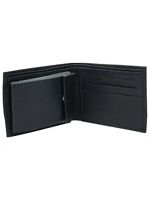 Black Leather Mens Wallet With Snap Picture Pocket • $15.99