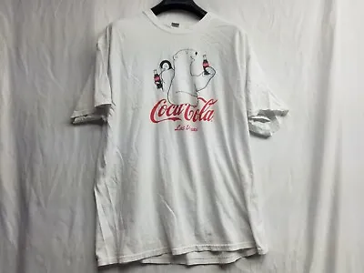 Vintage Coca-Cola Polar Bear Always COCA Cola  T Shirt Sz 2XL White  Short Sleev • $16.85