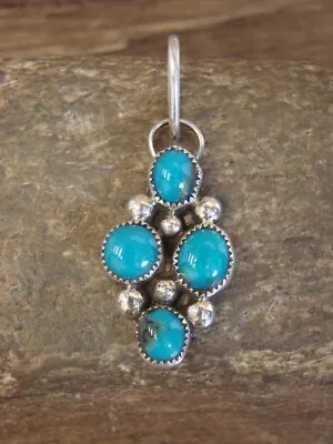 Navajo Indian Sterling Silver & Turquoise Cluster Pendant Signed Reeder • £72.38