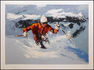 Mark King  Powder Skier  Snow Hand Signed Art  Unframed Make An Offer • $3500